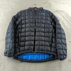 Helly Hansen Jacket Mens Medium Blue Hooded Quilted Puffer Lightweight Insulated